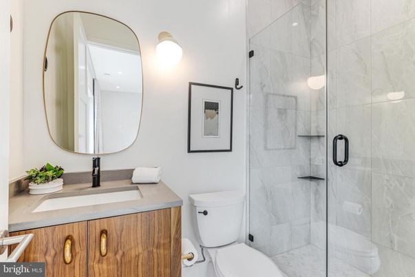 Bathroom, Glass Shower, Interior, Marble Walls