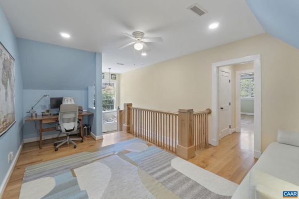 Home Office, Interior, Recessed Lighting, Wood Texture Flooring