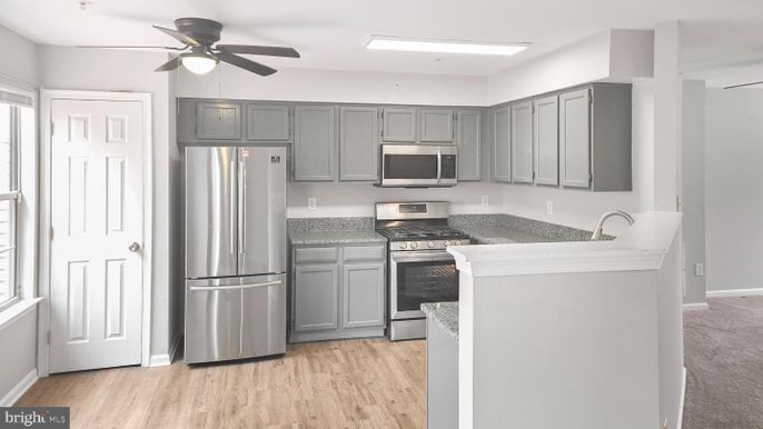 Interior, Kitchen, Stainless Steel Appliances, Wood Texture Flooring