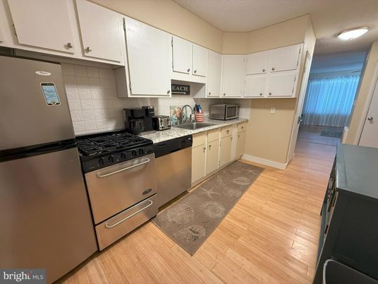 Interior, Kitchen, Stainless Steel Appliances, Wood Texture Flooring