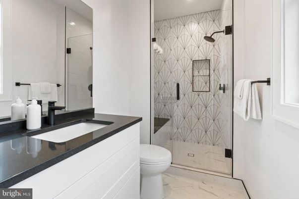 Bathroom, Glass Shower, Interior, Marble, Marble Walls, Recessed Lighting