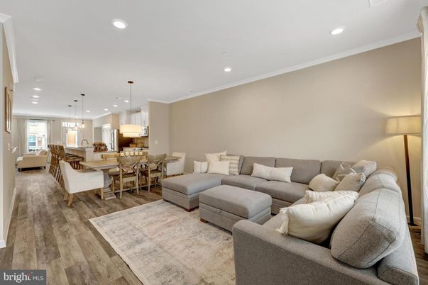 Dining room, Interior, Kitchen, Living room, Pendant Lights, Recessed Lighting, Wood Texture Flooring