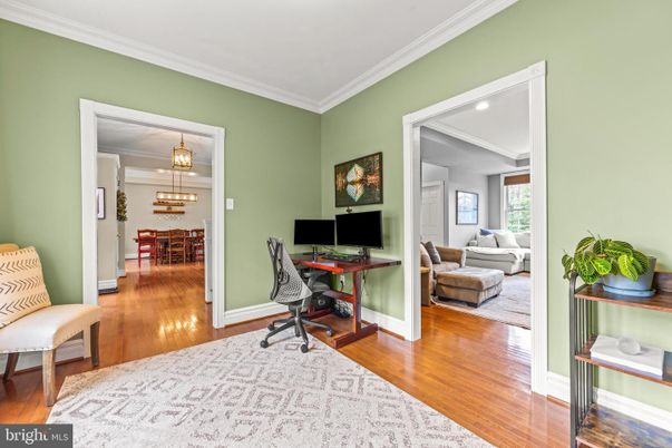 Home Office, Interior, Pendant Lights, Recessed Lighting, Wood Texture Flooring