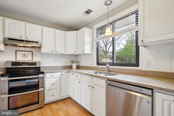 Interior, Kitchen, Pendant Lights, Stainless Steel Appliances, Wood Texture Flooring