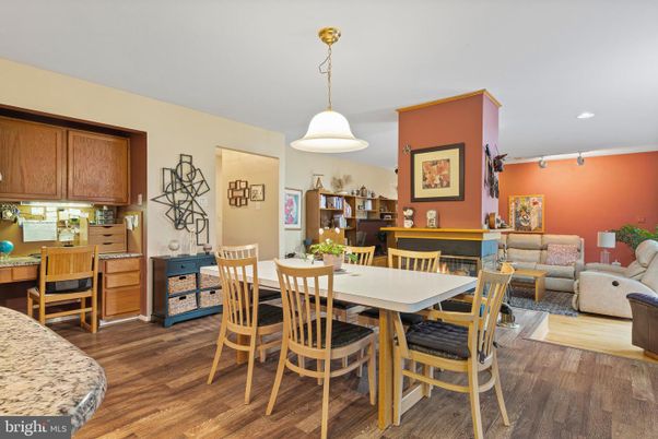 Dining room, Interior, Pendant Lights, Recessed Lighting, Wood Texture Flooring