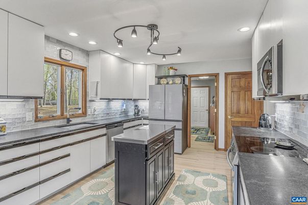 Interior, Kitchen, Recessed Lighting, Wood Texture Flooring