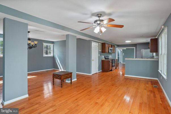 Empty room, Interior, Kitchen, Recessed Lighting, Wood Texture Flooring