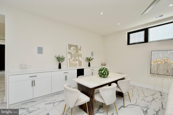 Dining room, Interior, Marble, Recessed Lighting