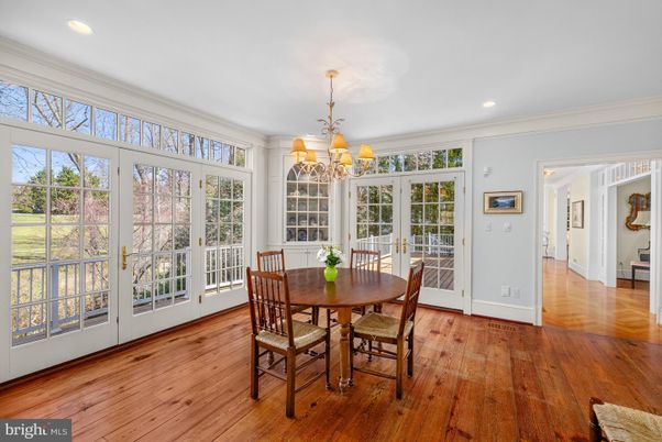 Chandelier, Dining room, Interior, Recessed Lighting, Wood Texture Flooring