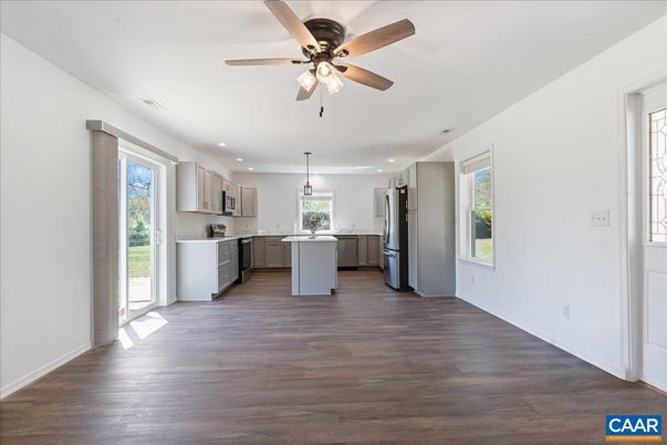 Interior, Kitchen, Pendant Lights, Recessed Lighting, Wood Texture Flooring