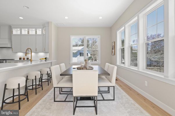 Dining room, Interior, Kitchen, Recessed Lighting, Wood Texture Flooring