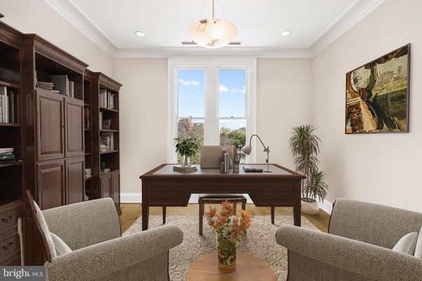 Home Office, Interior, Pendant Lights, Recessed Lighting, Wood Texture Flooring
