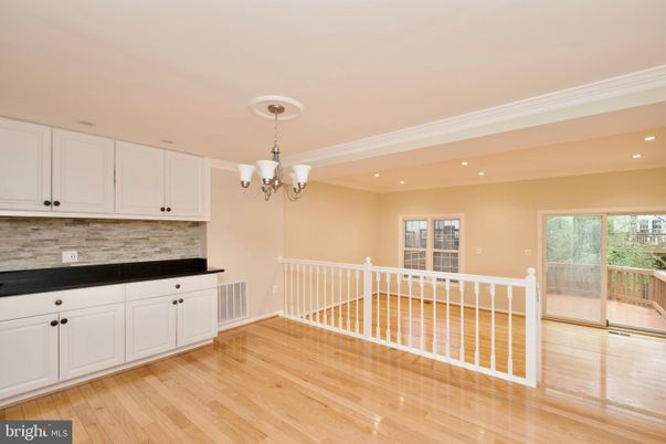Chandelier, Empty room, Interior, Recessed Lighting, Wood Texture Flooring