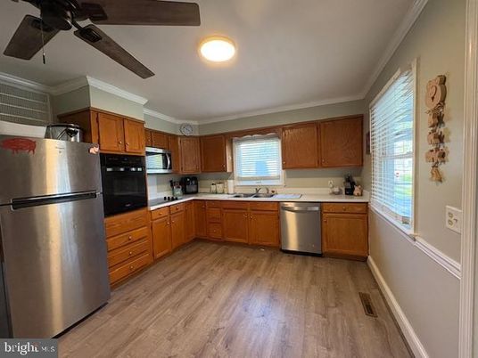 Interior, Kitchen, Stainless Steel Appliances, Wood Texture Flooring
