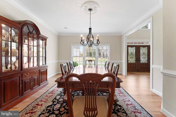 Chandelier, Dining room, Interior, Wood Texture Flooring