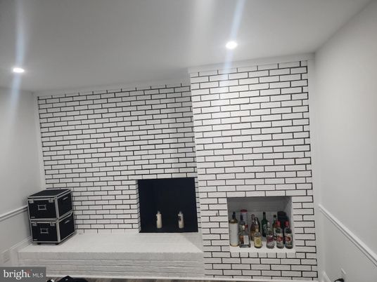 Fireplace, Interior, Recessed Lighting, Stone Walls