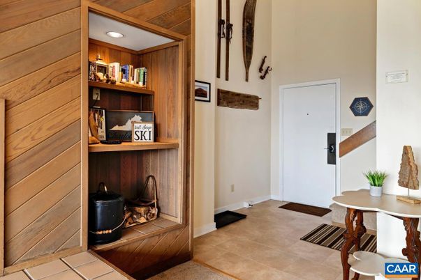 Fireplace, Interior, Recessed Lighting, Wooden Walls
