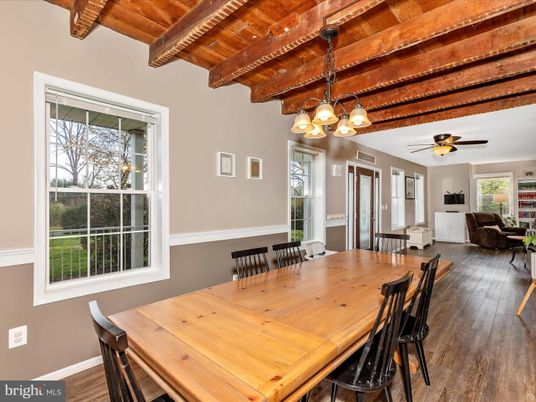 Chandelier, Dining room, Interior, Living room, Wooden Beams, Wooden Ceilings, Wood Texture Flooring