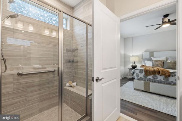 Bathroom, Bedroom, Glass Shower, Interior, Wood Texture Flooring