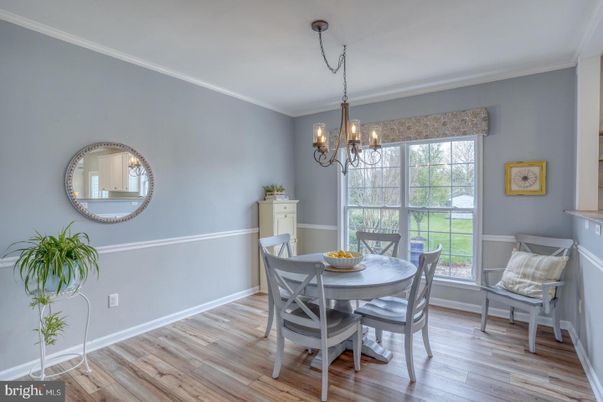 Chandelier, Dining room, Interior, Wood Texture Flooring