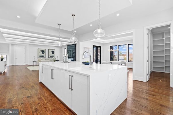 Interior, Kitchen, Pendant Lights, Recessed Lighting, Wood Texture Flooring