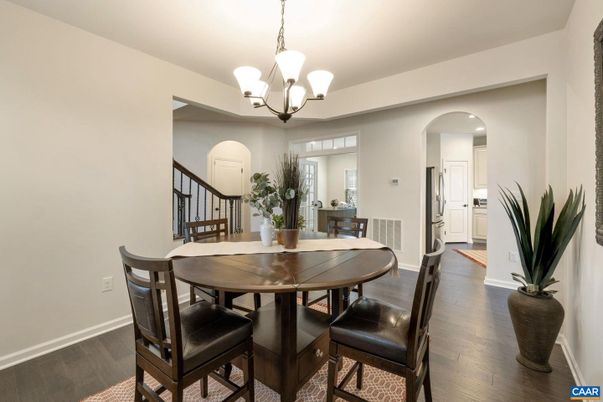Chandelier, Dining room, Interior, Wood Texture Flooring