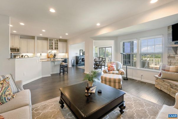 Dining room, Interior, Kitchen, Living room, Recessed Lighting, Stainless Steel Appliances, Wood Texture Flooring