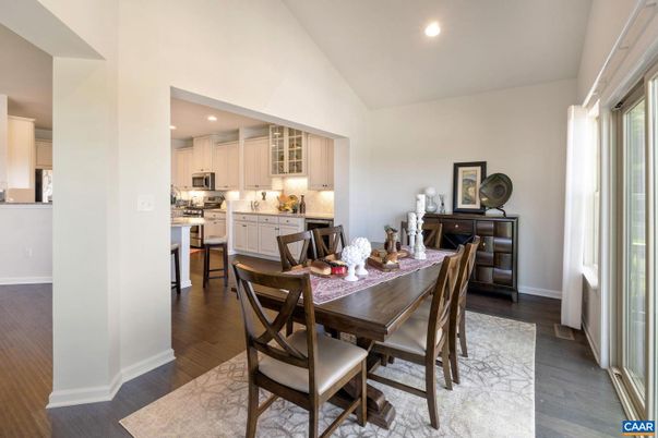 Dining room, Interior, Kitchen, Recessed Lighting, Wood Texture Flooring