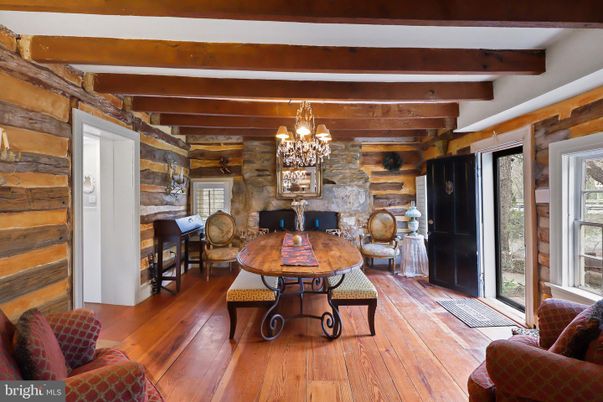 Chandelier, Fireplace, Interior, Wooden Beams, Wood Texture Flooring, Wooden Walls