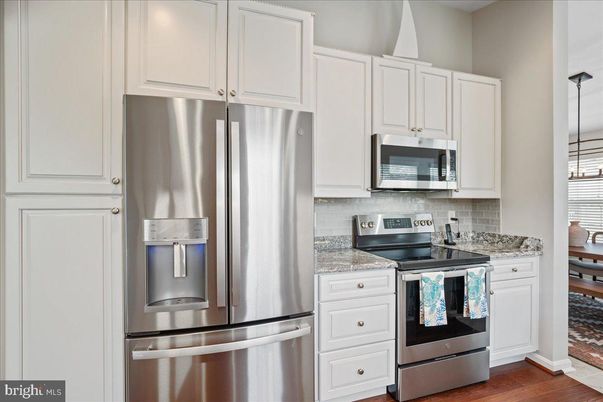 Interior, Kitchen, Pendant Lights, Stainless Steel Appliances, Wood Texture Flooring