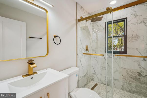Bathroom, Glass Shower, Interior, Marble Walls, Recessed Lighting