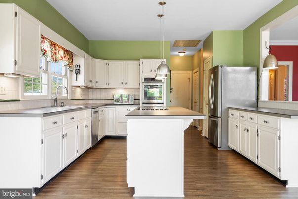 Interior, Kitchen, Pendant Lights, Stainless Steel Appliances, Wood Texture Flooring
