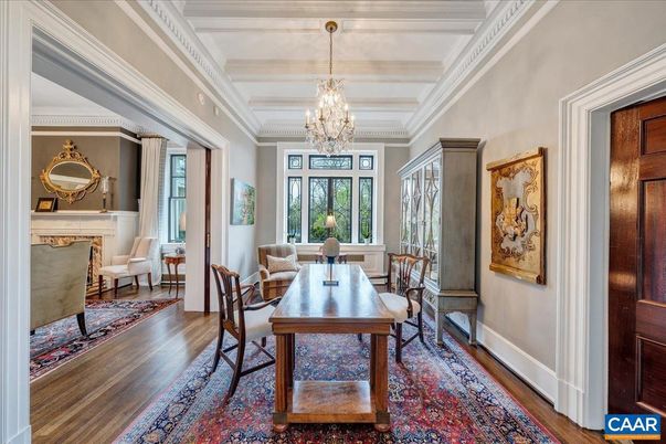 Chandelier, Dining room, Interior, Wood Texture Flooring