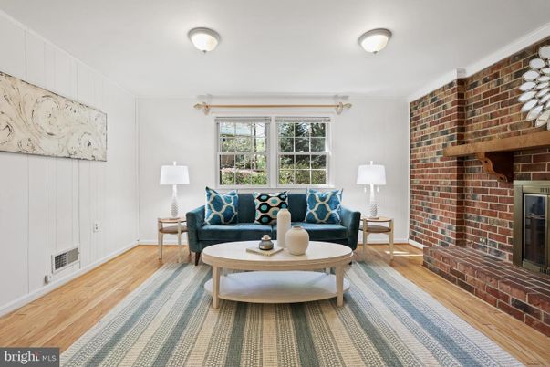 Fireplace, Interior, Living room, Stone Walls, Wood Texture Flooring