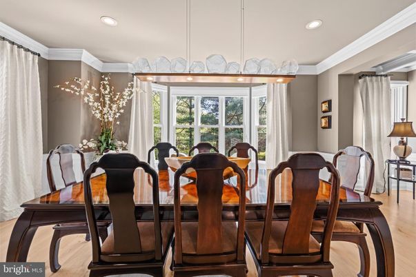 Dining room, Interior, Recessed Lighting, Wood Texture Flooring