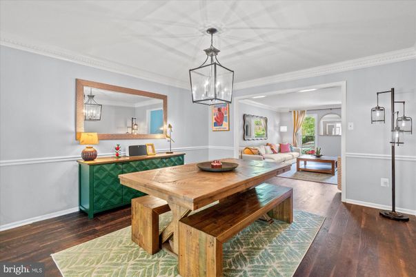 Dining room, Interior, Living room, Pendant Lights, Wood Texture Flooring