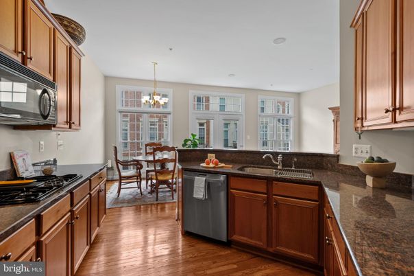 Chandelier, Dining room, Interior, Kitchen, Recessed Lighting, Wood Texture Flooring