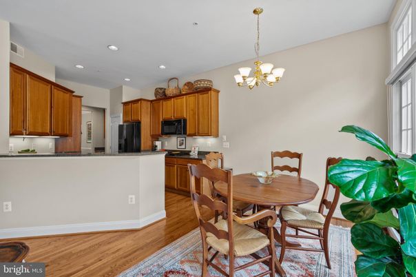 Chandelier, Dining room, Interior, Kitchen, Recessed Lighting, Wood Texture Flooring