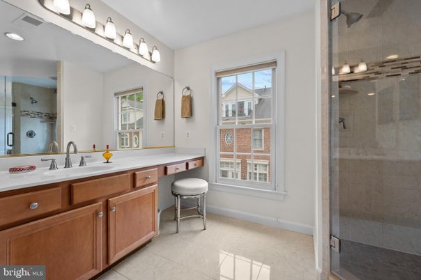 Bathroom, Dual Sink Vanities, Glass Shower, Interior, Recessed Lighting