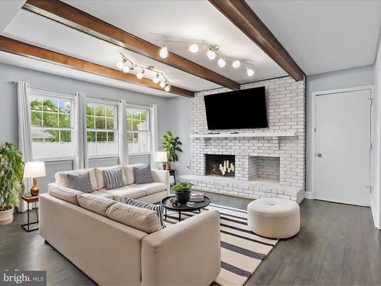 Fireplace, Interior, Living room, Stone Walls, Wooden Beams, Wood Texture Flooring