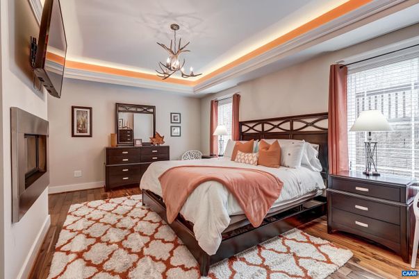 Bedroom, Interior, Pendant Lights, Wood Texture Flooring