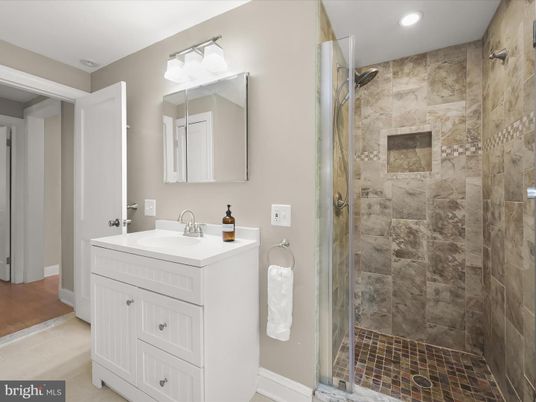 Bathroom, Glass Shower, Interior, Recessed Lighting
