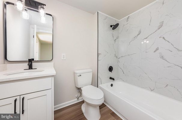 Bathroom, Interior, Marble Walls, Wood Texture Flooring