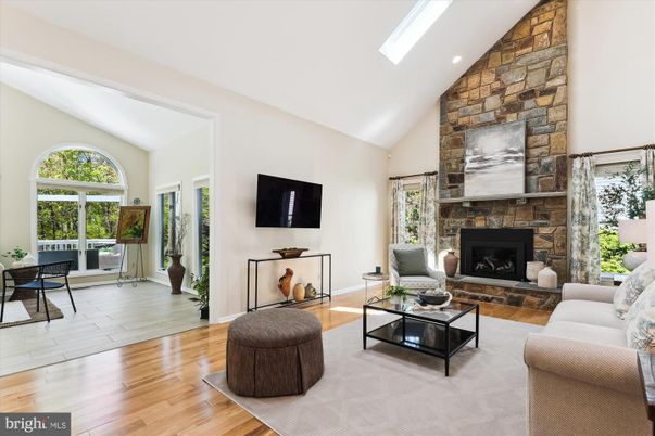 Fireplace, Interior, Living room, Stone Walls, Wood Texture Flooring