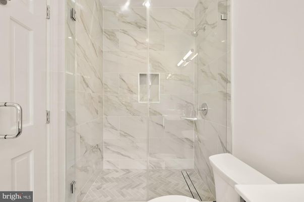 Bathroom, Glass Shower, Interior, Marble Walls
