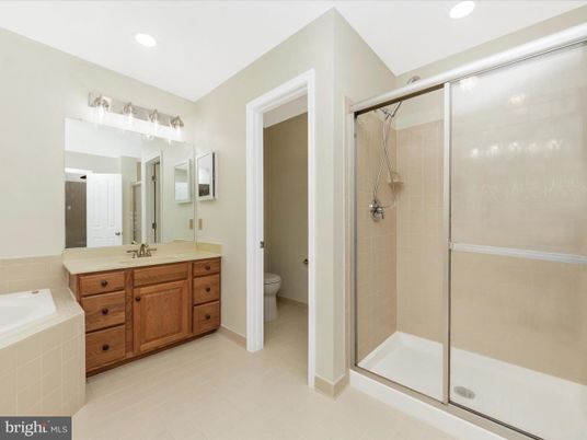 Bathroom, Dual Sink Vanities, Glass Shower, Interior, Recessed Lighting