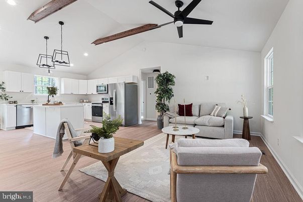 Interior, Kitchen, Living room, Pendant Lights, Recessed Lighting, Stainless Steel Appliances, Wood Texture Flooring