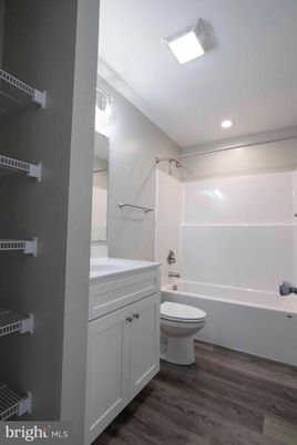 Bathroom, Interior, Recessed Lighting, Wood Texture Flooring