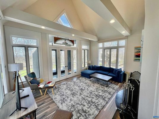 Interior, Living room, Recessed Lighting, Wood Texture Flooring