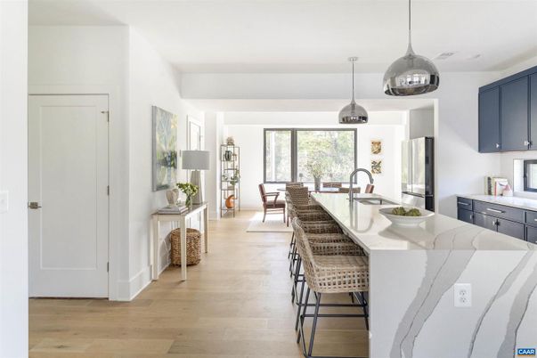 Dining room, Interior, Kitchen, Pendant Lights, Wood Texture Flooring